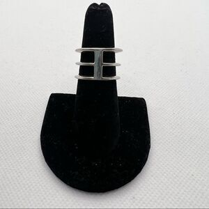 Luv AJ Silver Tone Stacked Open Ring